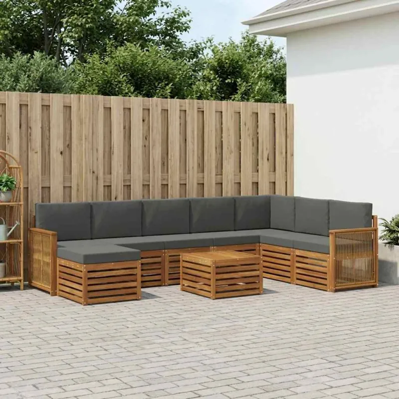 Lauko sofos komplektas su pagalve 7 pcs Natūralus ir antracitas