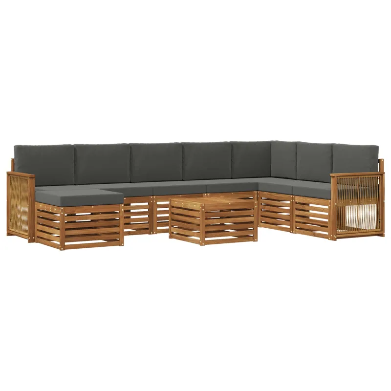 Lauko sofos komplektas su pagalve 7 pcs Natūralus ir antracitas