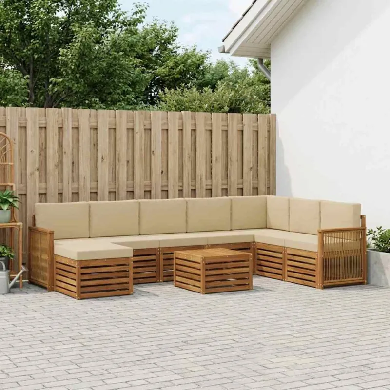 Lauko sofos komplektas su pagalve 7 pcs Natūrali