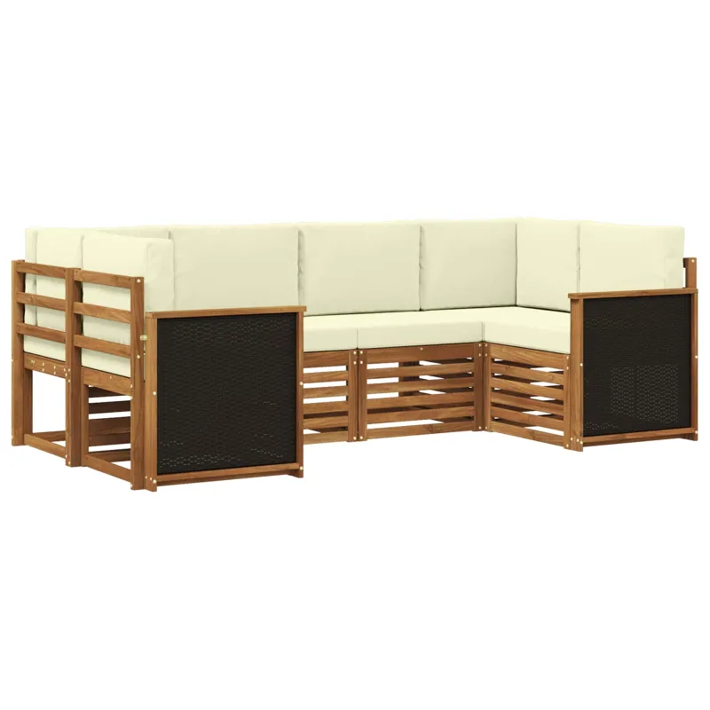 Sekcijos sofų komplektas 5 pcs Natūralus ir grietinėlė
