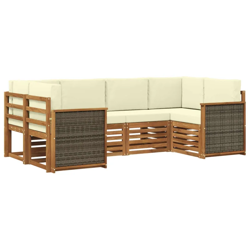 Sekcijos sofų komplektas 5 pcs Natūralus ir grietinėlė