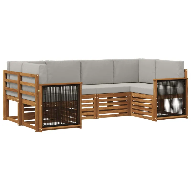 Sekcijos sofų komplektas 5 pcs Natūrali ir šviesiai pilka