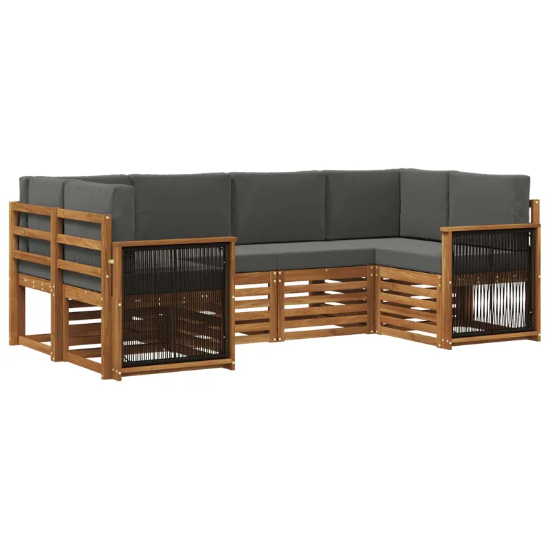 Sekcijos sofų komplektas 5 pcs Natūralus ir antracitas
