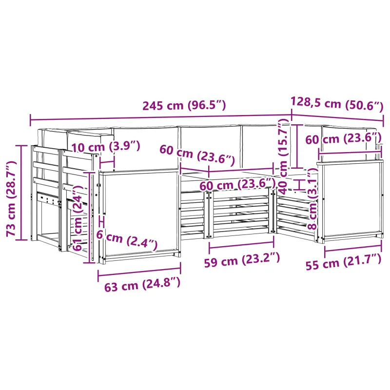 Sekcijos sofų komplektas 5 pcs Natūralus ir antracitas