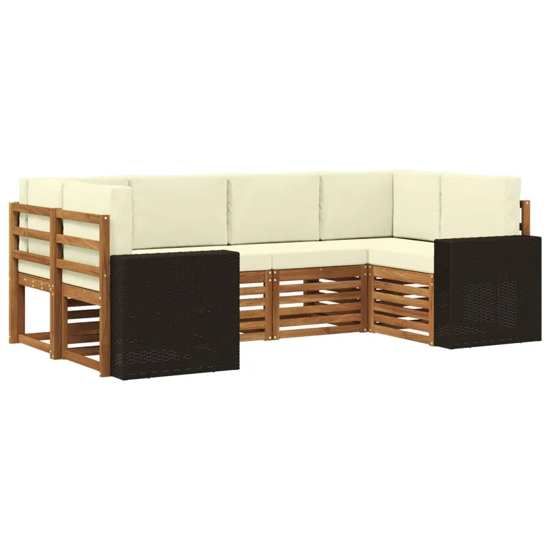 Sekcijos sofų komplektas 6 pcs Natūralus ir grietinėlė