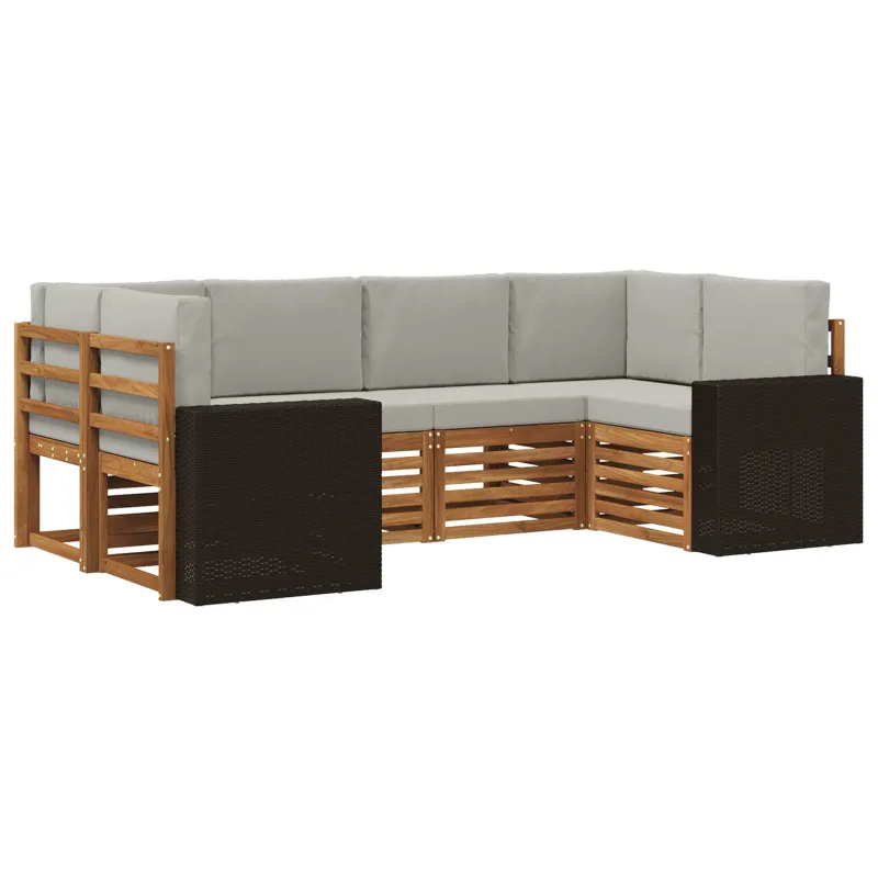 Sekcijos sofų komplektas 6 pcs Natūrali ir šviesiai pilka