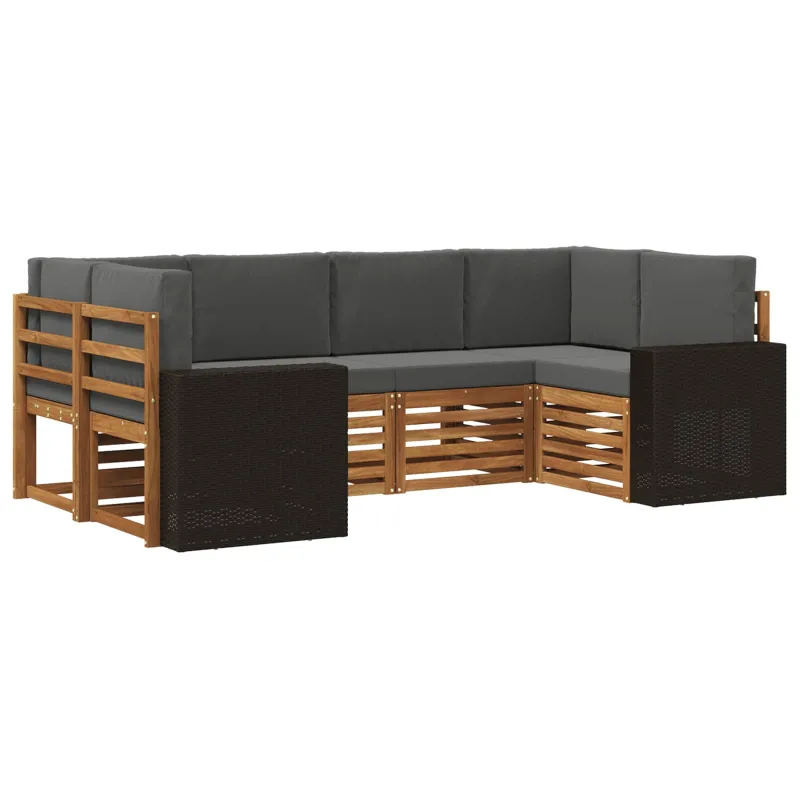 Sekcijos sofų komplektas 6 pcs Natūralus ir antracitas