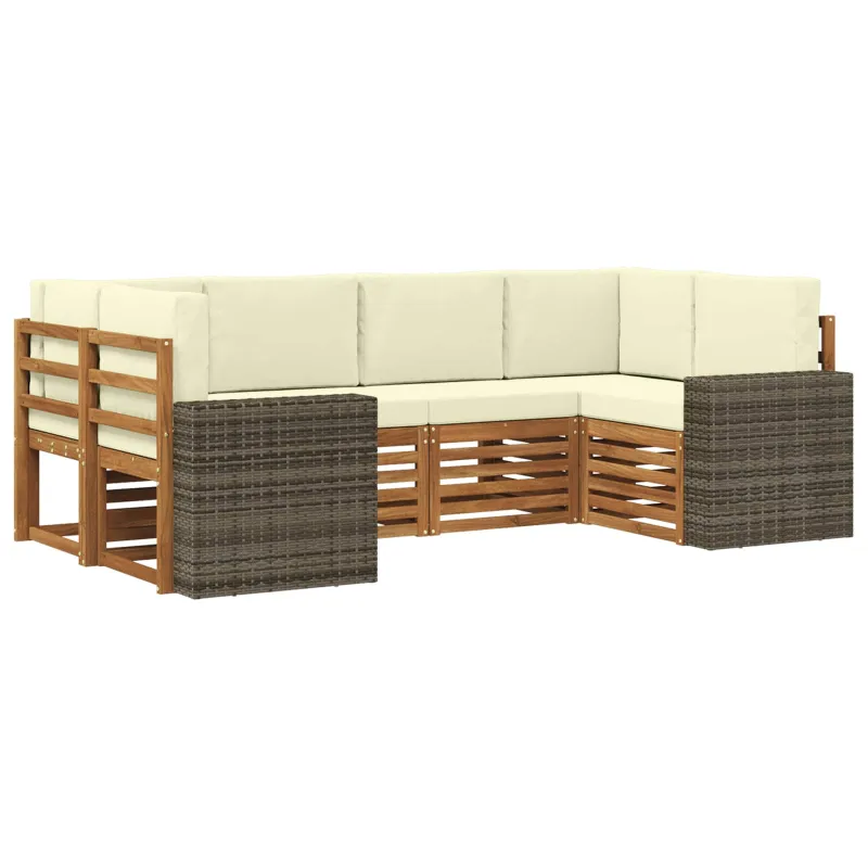 Sekcijos sofų komplektas 6 pcs Natūralus ir grietinėlė