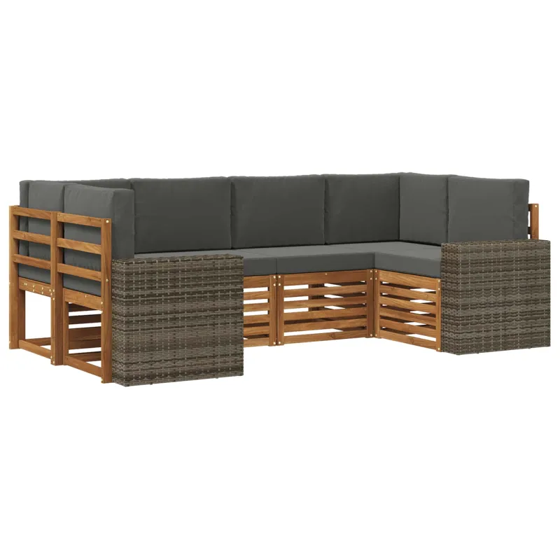 Sekcijos sofų komplektas 6 pcs Natūralus ir antracitas