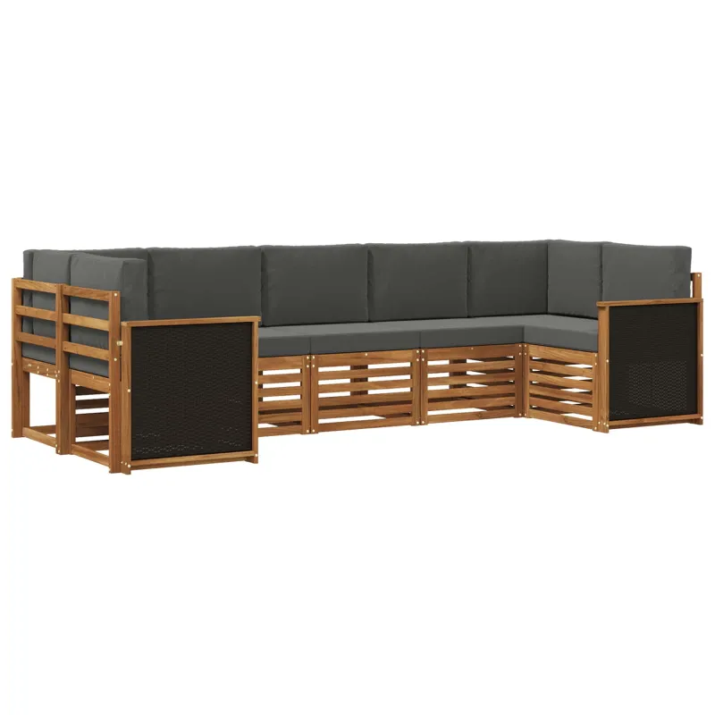 Sekcijos sofų komplektas 6 pcs Natūralus ir antracitas