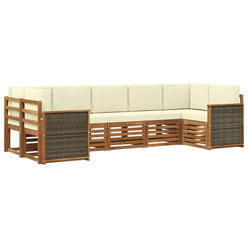 Sekcijos sofų komplektas 6 pcs Natūralus ir grietinėlė