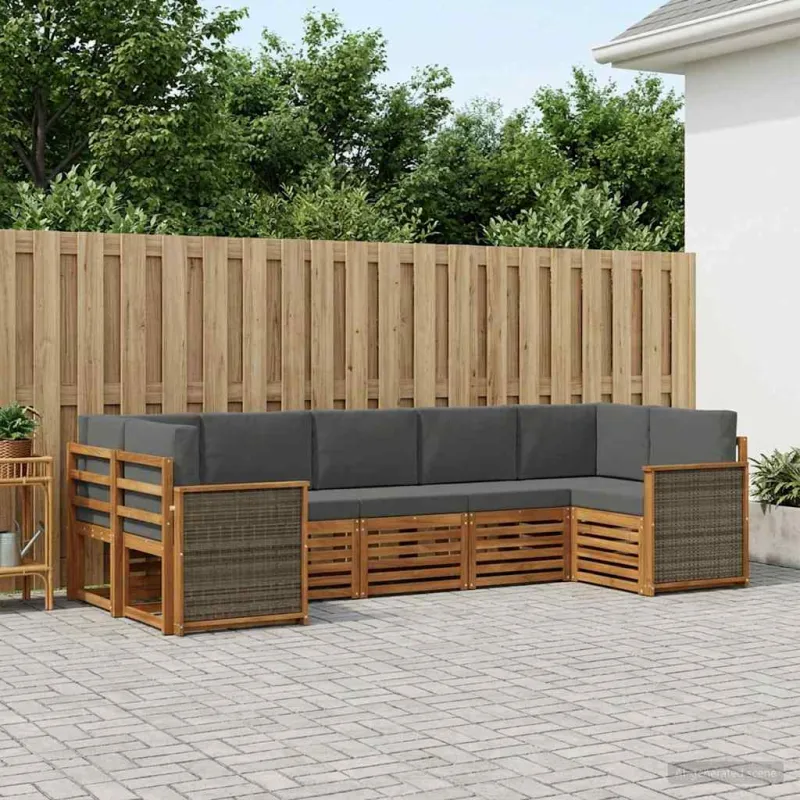 Sekcijos sofų komplektas 6 pcs Natūralus ir antracitas