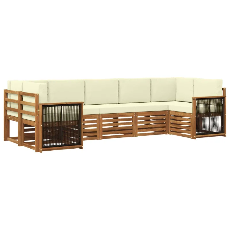 Sekcijos sofų komplektas 6 pcs Natūralus ir grietinėlė