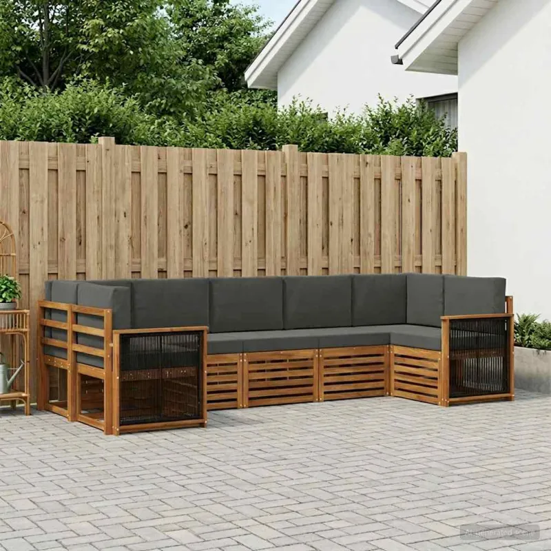 Sekcijos sofų komplektas 6 pcs Natūralus ir antracitas