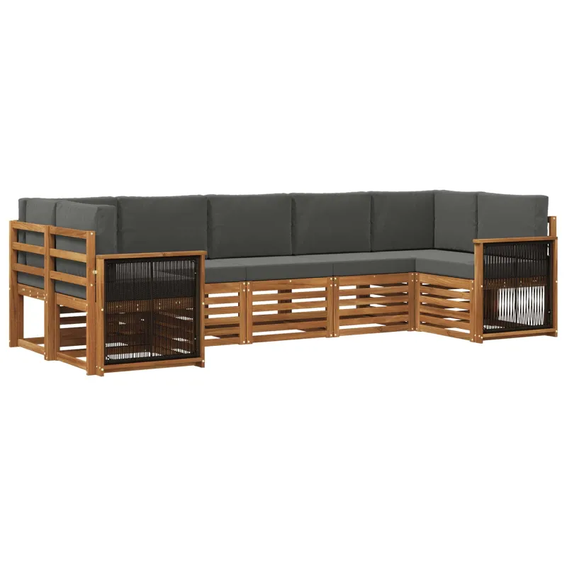Sekcijos sofų komplektas 6 pcs Natūralus ir antracitas