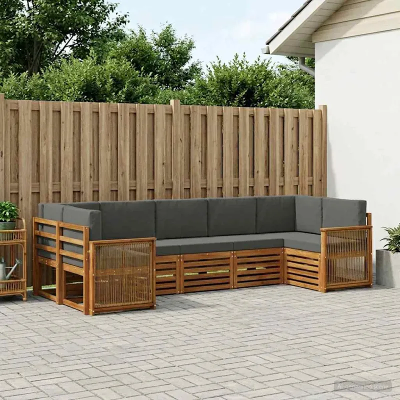 Sekcijos sofų komplektas 6 pcs Natūralus ir antracitas