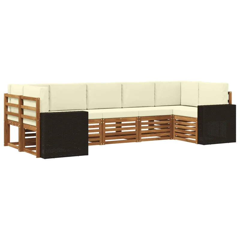 Sekcijos sofų komplektas 7 pcs Natūralus ir grietinėlė