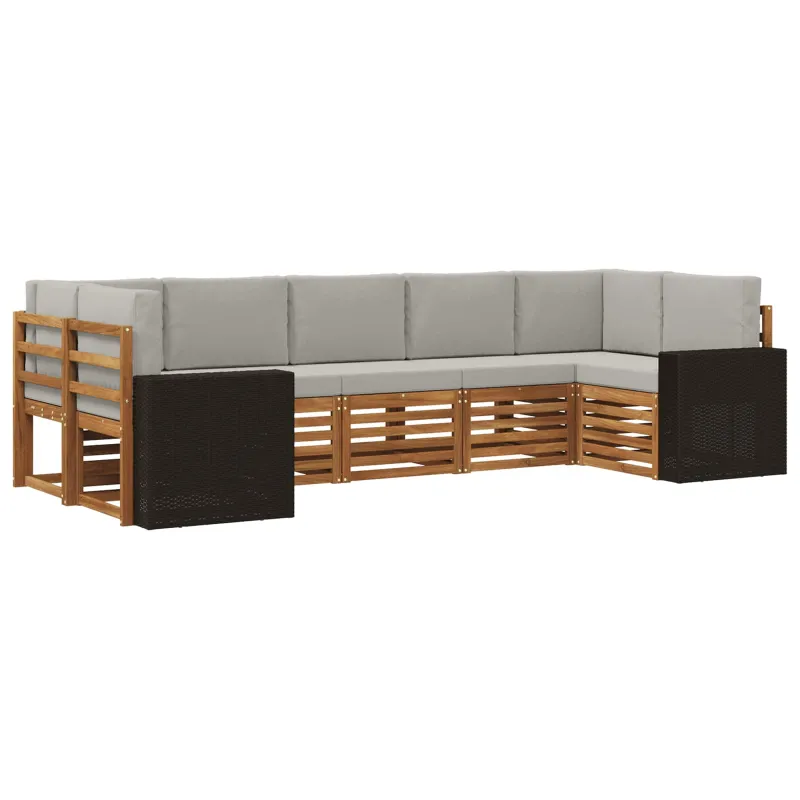 Sekcijos sofų komplektas 7 pcs Natūrali ir šviesiai pilka