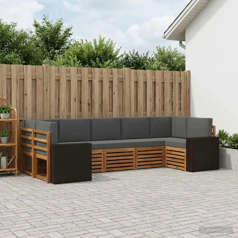 Sekcijos sofų komplektas 7 pcs Natūralus ir antracitas