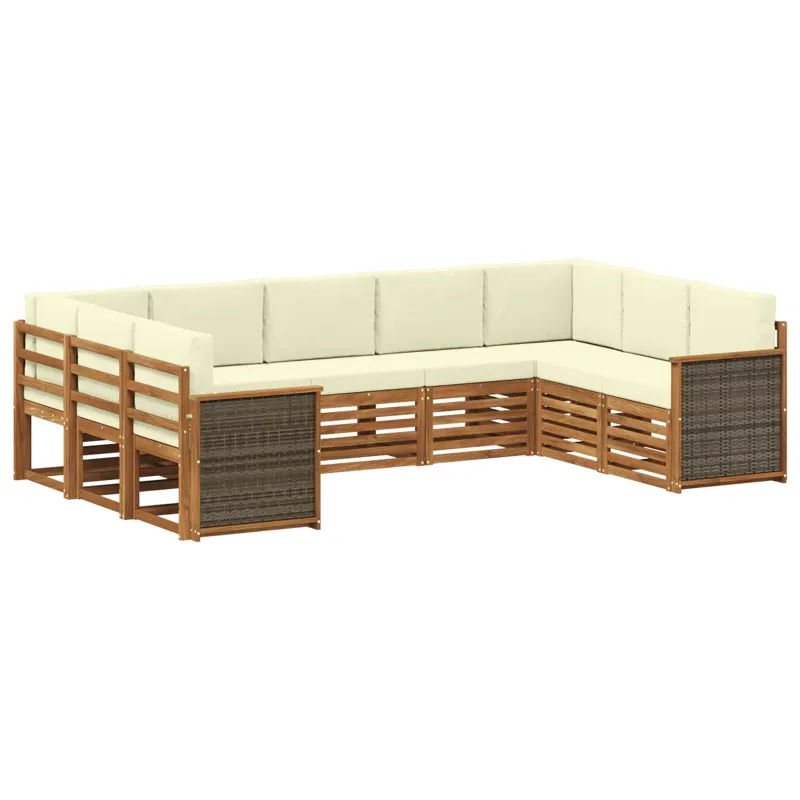Sekcijos sofų komplektas 7 pcs Natūralus ir grietinėlė