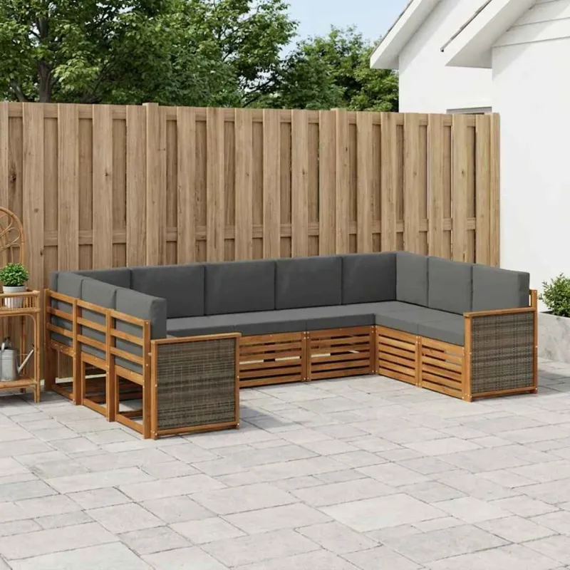 Sekcijos sofų komplektas 7 pcs Natūralus ir antracitas