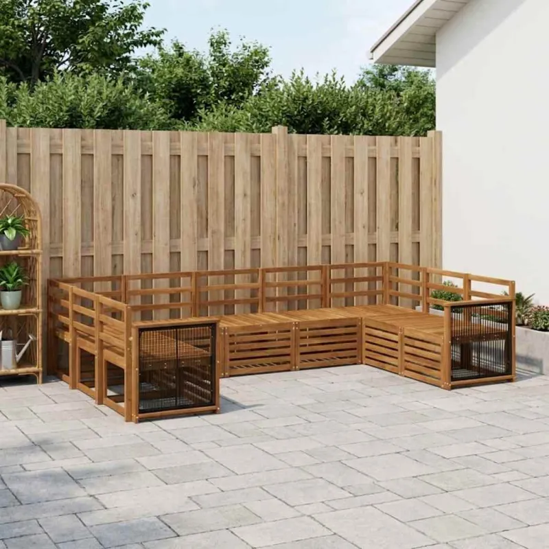 Sekcijos sofų komplektas 7 pcs Natūrali Kietos akacijos mediena