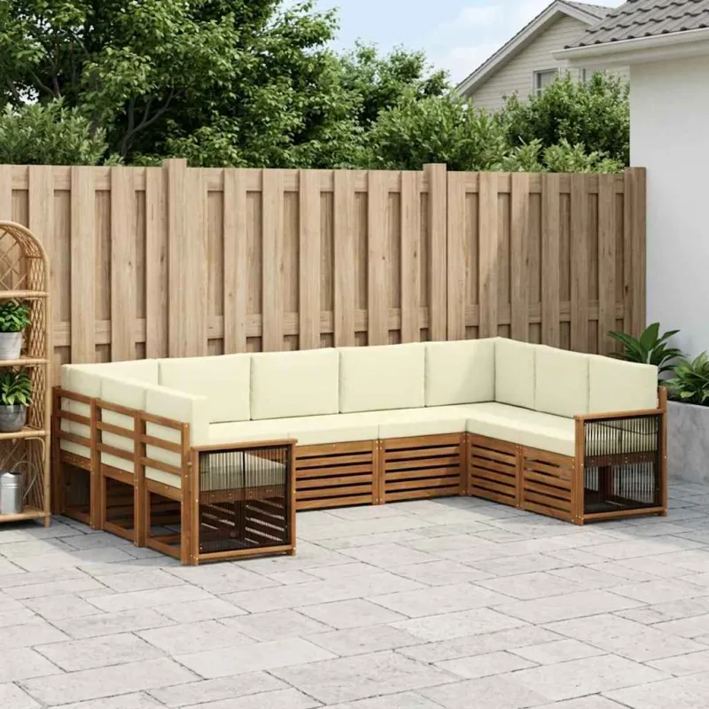 Sekcijos sofų komplektas 7 pcs Natūralus ir grietinėlė