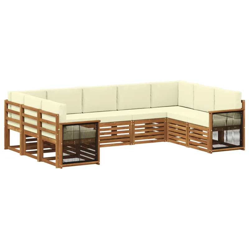 Sekcijos sofų komplektas 7 pcs Natūralus ir grietinėlė