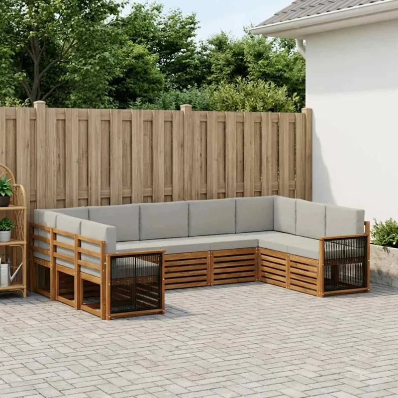 Sekcijos sofų komplektas 7 pcs Natūrali ir šviesiai pilka