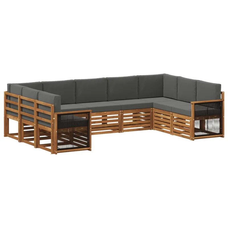 Sekcijos sofų komplektas 7 pcs Natūralus ir antracitas