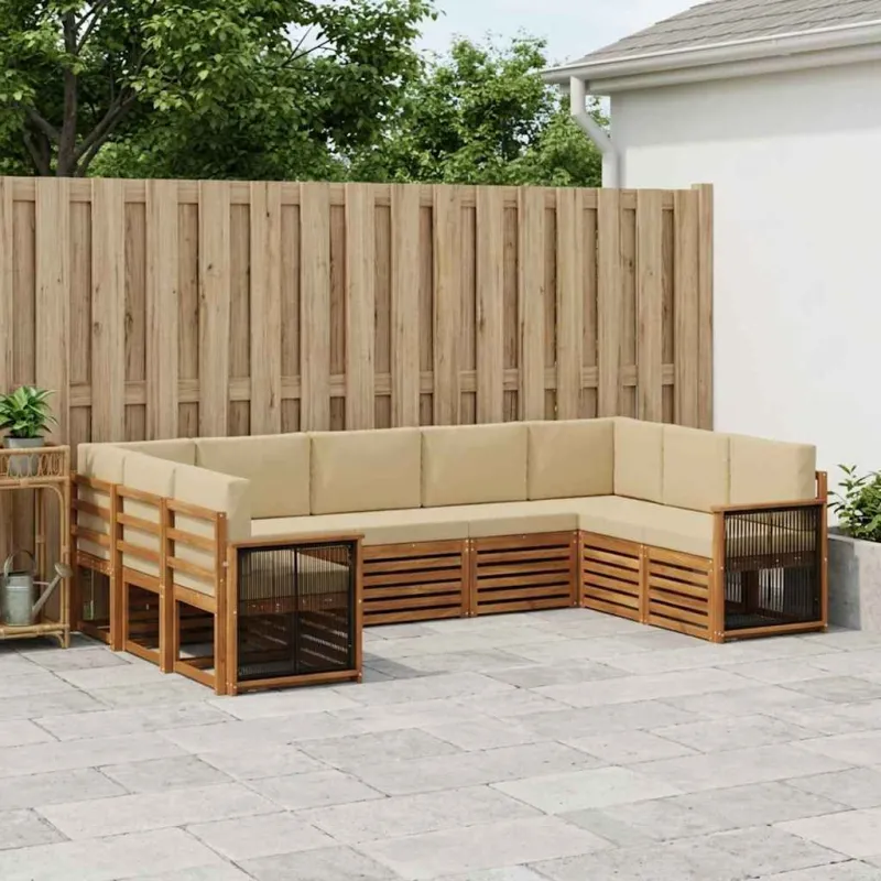 Sekcijos sofų komplektas su pagalve 7 pcs Natūrali