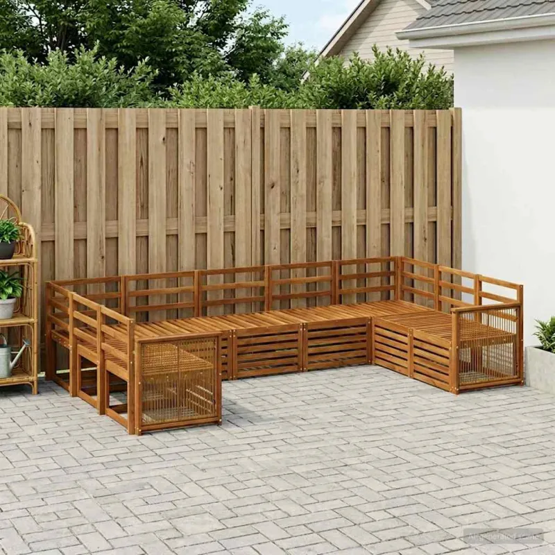 Sekcijos sofų komplektas 7 pcs Natūrali Kietos akacijos mediena