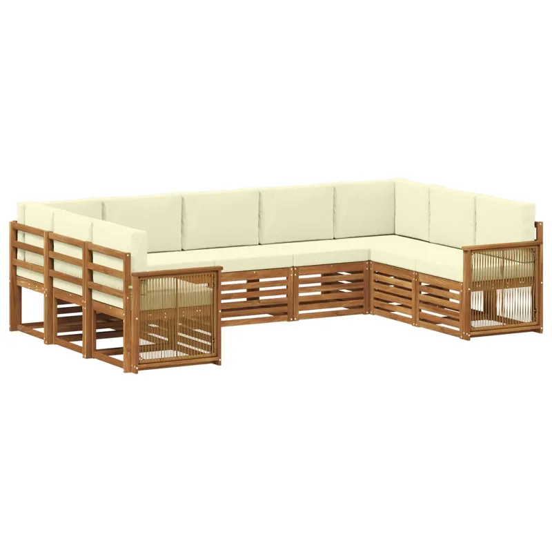 Sekcijos sofų komplektas 7 pcs Natūralus ir grietinėlė