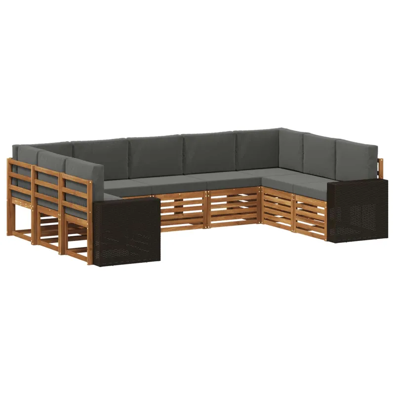Sekcijos sofų komplektas 9 pcs Natūralus ir antracitas