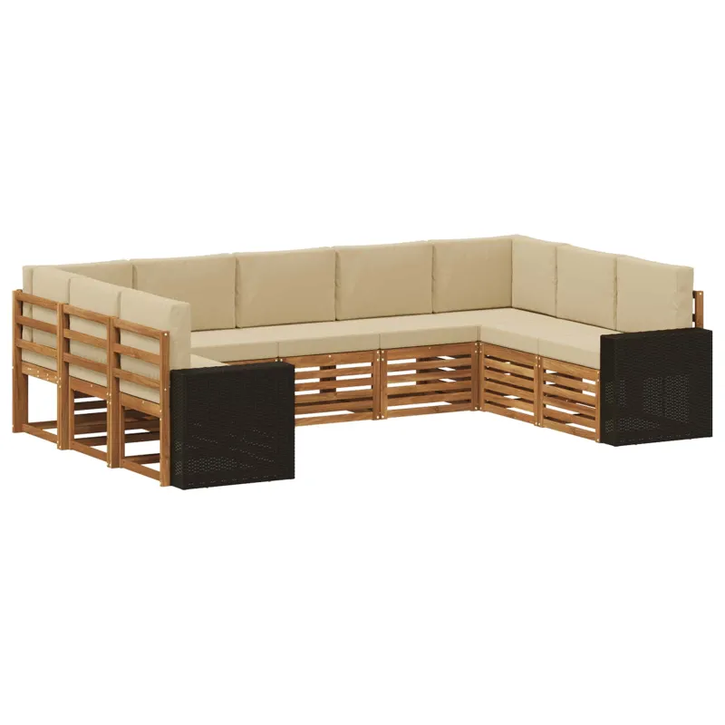 Sekcijos sofų komplektas 9 pcs Natūralus ir bežinis Poliesteris