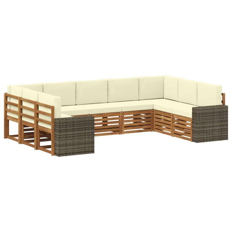 Sekcijos sofų komplektas 9 pcs Natūralus ir grietinėlė