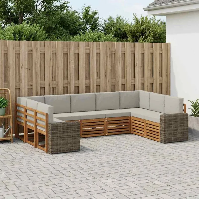 Sekcijos sofų komplektas 9 pcs Natūrali ir šviesiai pilka