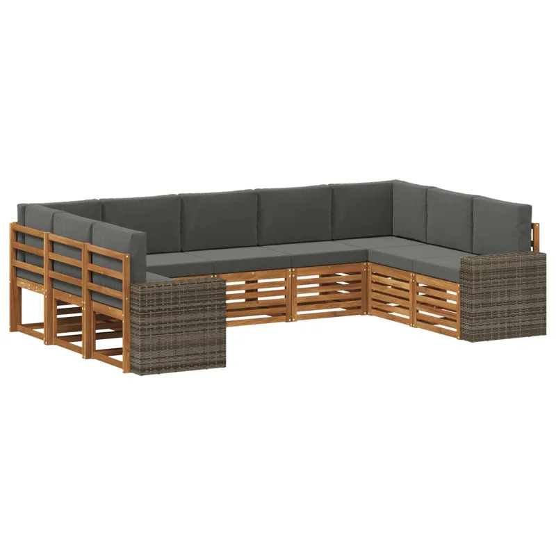 Sekcijos sofų komplektas 9 pcs Natūralus ir antracitas