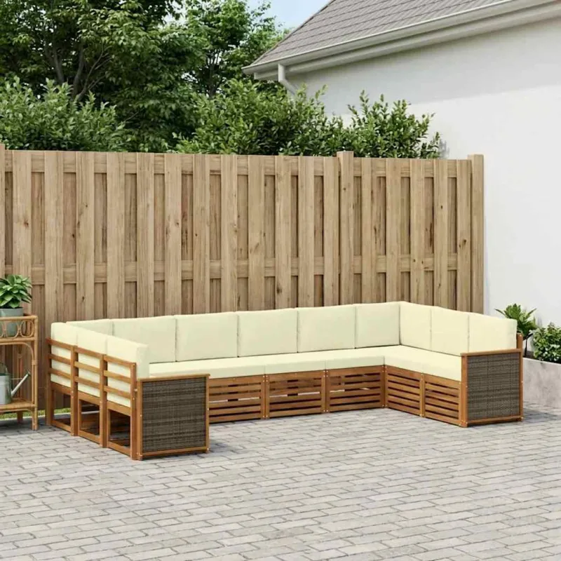 Sekcijos sofų komplektas 7 pcs Natūralus ir grietinėlė