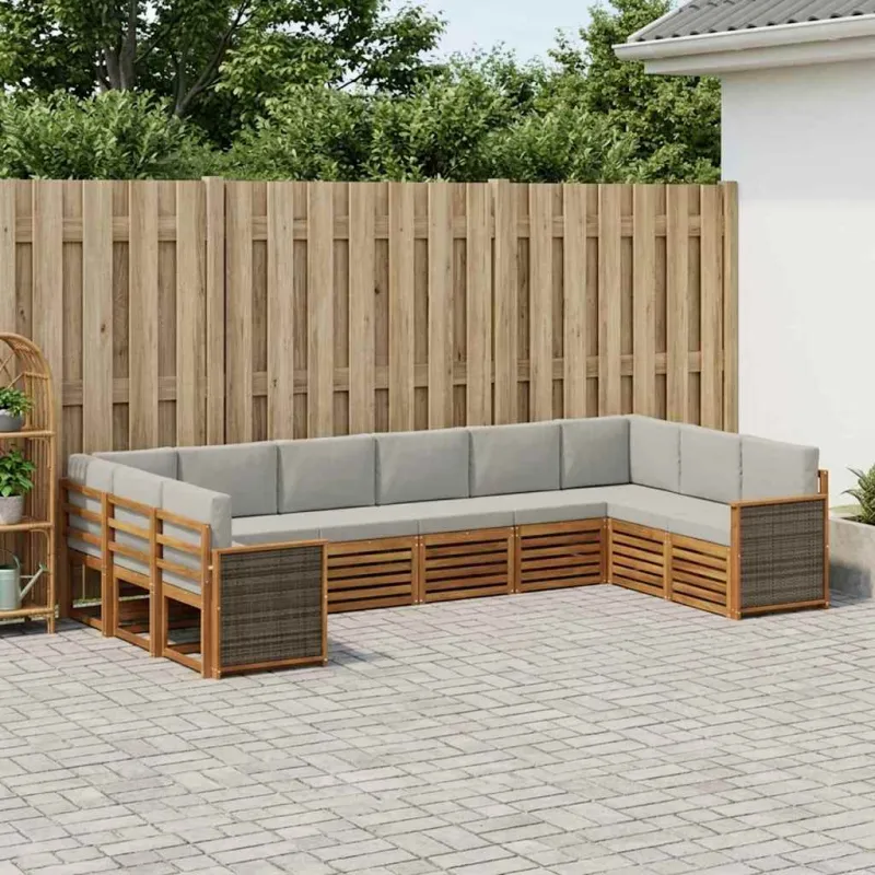 Sekcijos sofų komplektas 7 pcs Natūrali ir šviesiai pilka