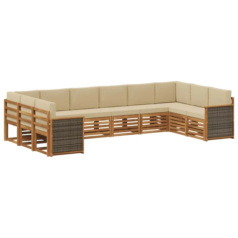 Sekcijos sofų komplektas su pagalve 7 pcs Natūrali