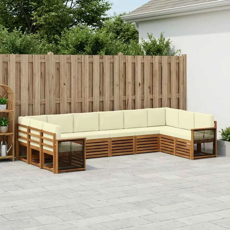 Sekcijos sofų komplektas 7 pcs Natūralus ir grietinėlė