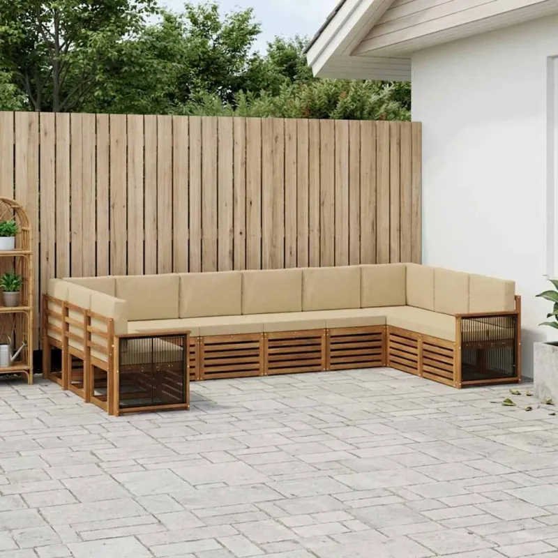 Sekcijos sofų komplektas su pagalve 7 pcs Natūrali