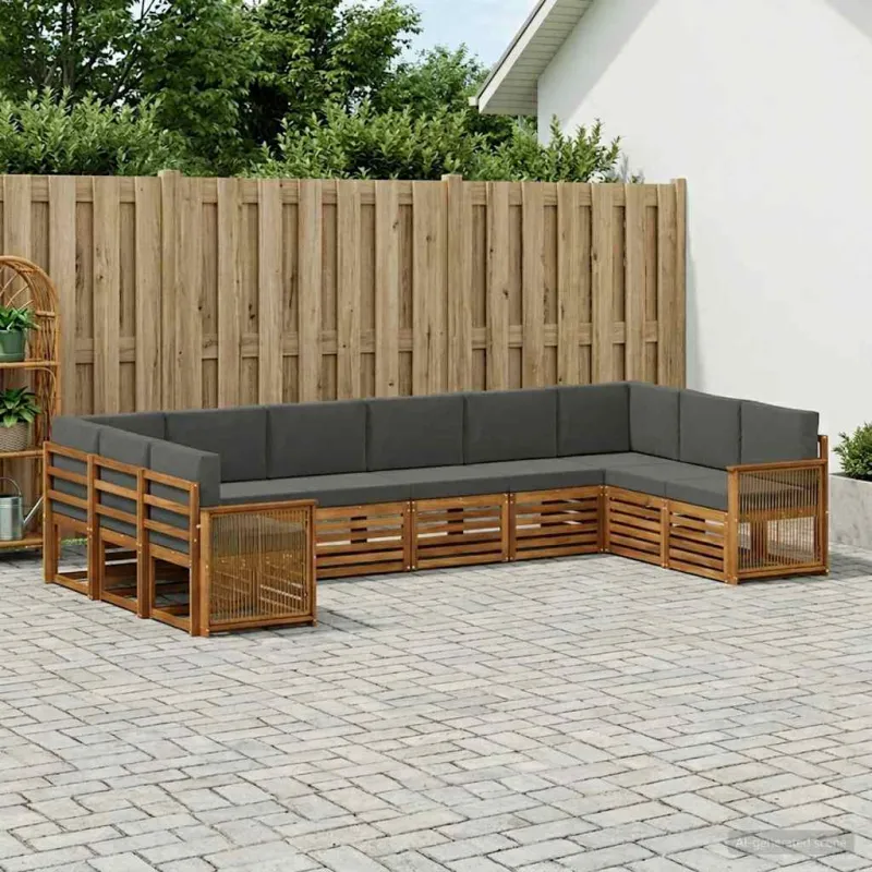 Sekcijos sofų komplektas 7 pcs Natūralus ir antracitas