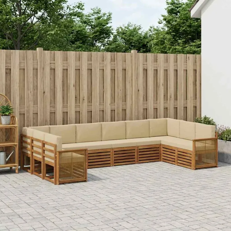 Sekcijos sofų komplektas su pagalve 7 pcs Natūrali