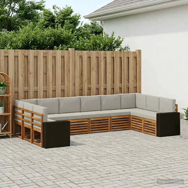 Sekcijos sofų komplektas 10 pcs Natūrali ir šviesiai pilka