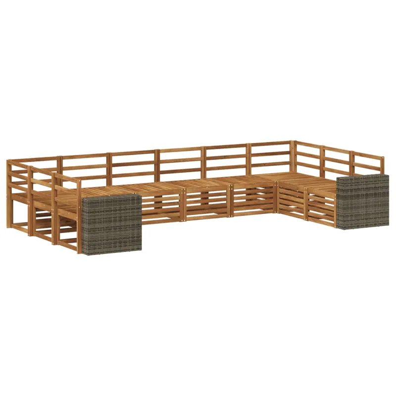 Lauko sofos komplektas 10 pcs Natūrali Kietos akacijos mediena