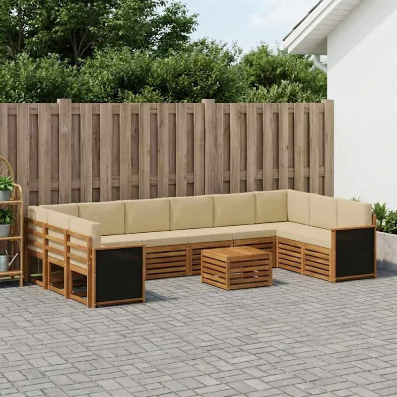 Lauko sofos komplektas su pagalve 8 pcs Natūrali