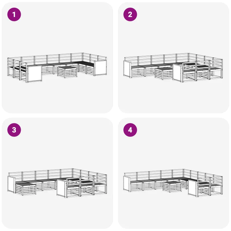 Lauko sofos komplektas 8 pcs Natūrali Kietos akacijos mediena