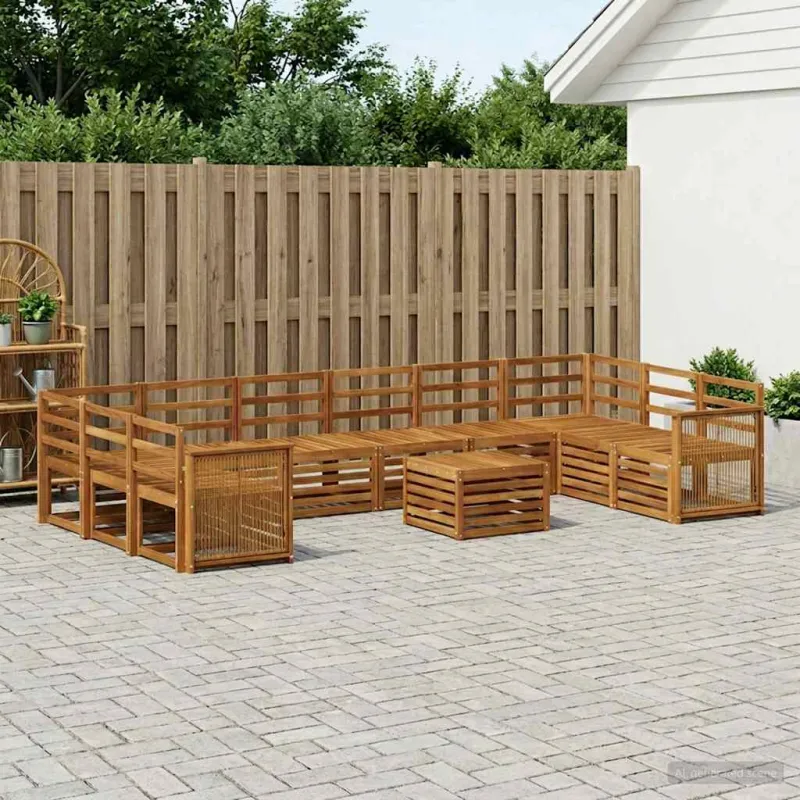 Lauko sofos komplektas 8 pcs Natūrali Kietos akacijos mediena